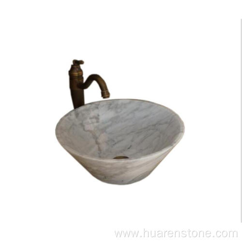 Carrara white marble round marble wash basin